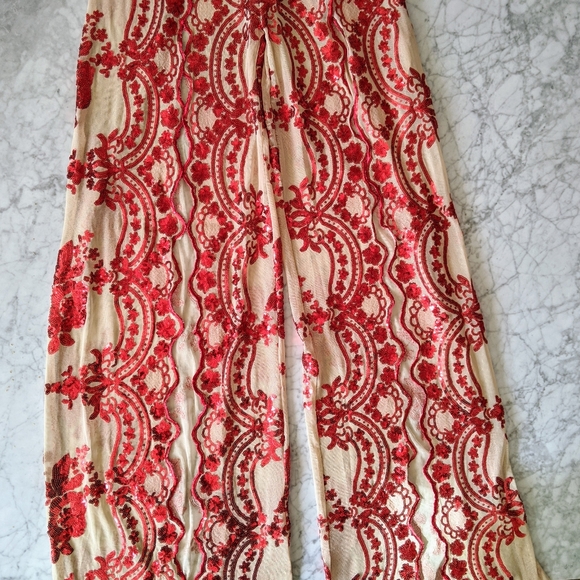 Banjul Red Sequin Jumpsuit - Picture 3 of 6